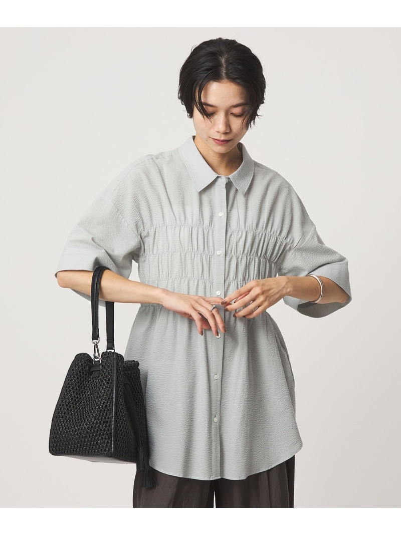 シャーリング ブラウス UNITED ARROWS green label relaxing ユナイテッドアローズ グリーンレーベルリラクシング トップス シャツ・ブラウス ブルー ブラック ホワイト【送料無料】[ Fashion]｜green label relaxing