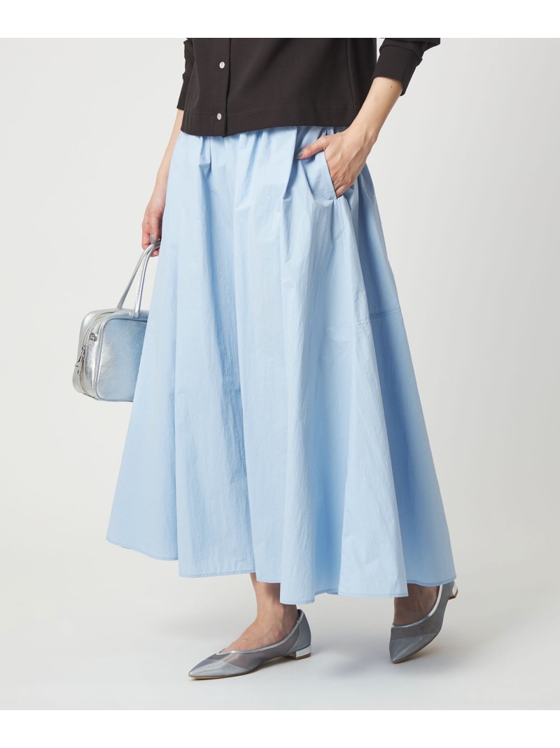 【SALE／10%OFF】ギャザー フレア スカート UNITED ARROWS green label relaxing ユナイテッドアローズ グリーンレーベルリラクシング スカート ロング・マキシスカート ブルー グレー【RBA_E】【送料無料】[ Fashion]