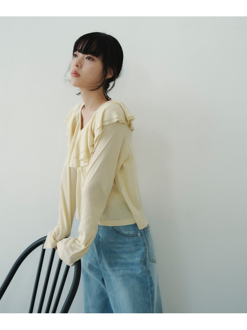＜EMMEL REFINES＞EM フリルネック フライス カーディガン EMMEL REFINES ユナイテッドアローズ グリーンレーベルリラクシング トップス カーディガン グレー【送料無料】[ Fashion]