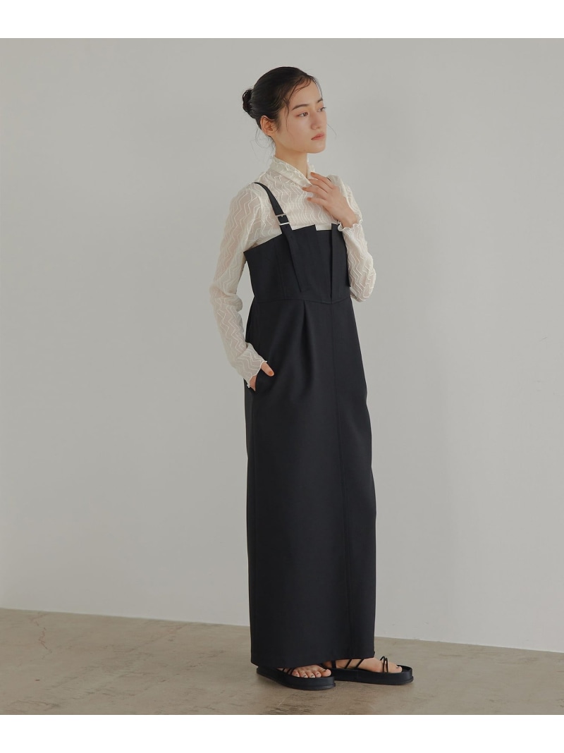 【SALE／30%OFF】＜EMMEL REFINES＞EM タックジャンパースカート EMMEL REFINES ユナイテッドアローズ グリーンレーベルリラクシング ワンピース・ドレス ワンピース ブラック ベージュ【RBA_E】【送料無料】[ Fashion]｜green label relaxing