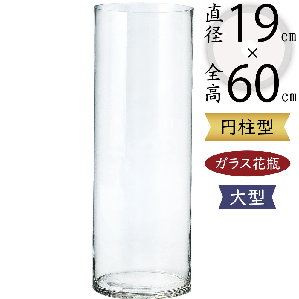 ガラス花瓶 大型 おしゃれ 人気 フラワーベース 花器 花瓶 ガラス花器 ガラス シリンダー 円柱 筒型 筒形 インテリア 透明 クリア 硝子 花入れ フラワーアレンジメント 花 緑 花束 ブーケ ディスプレイ ギフト プレゼント 会場装花 大きい 大きめ 高品質 直径19cm×全高60cm