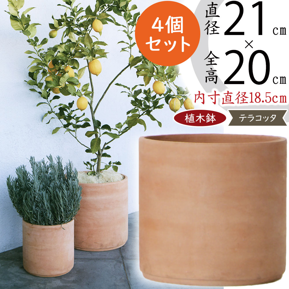 テラコッタ 植木鉢 おしゃれ 人気 プランター おすすめ 観葉植物 素焼き 園芸鉢 観葉鉢 陶器鉢 器 ポット ガーデニング 園芸用品 寄せ植え 多肉植物 果樹 花 緑 ハーブ インテリア 円柱 筒型 筒形 お庭 鉢カバー お洒落 高品質 シンプル インティ シリンダー 7号 4個セット