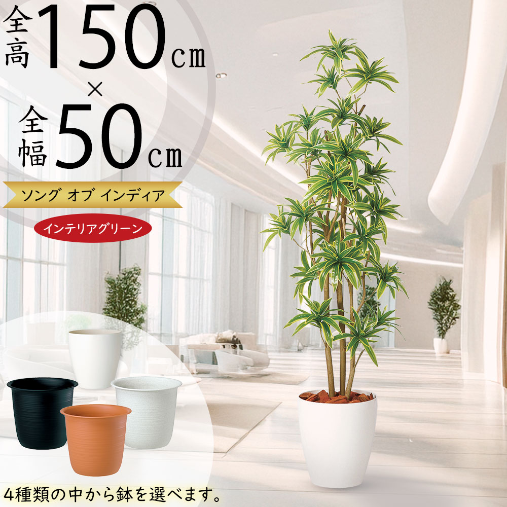 ドラセナ フェイクグリーン 大型 おしゃれ 人気 インテリアグリーン リアル 観葉植物 人工観葉植物 人工樹木 造花 アートプランツ アートグリーン 室内 オブジェ ギフト プレゼント 引っ越し祝い 新築祝い 開店祝い 店舗 オフィス お洒落 本物そっくり 鉢付き FST 全高150cm｜グリーンランド