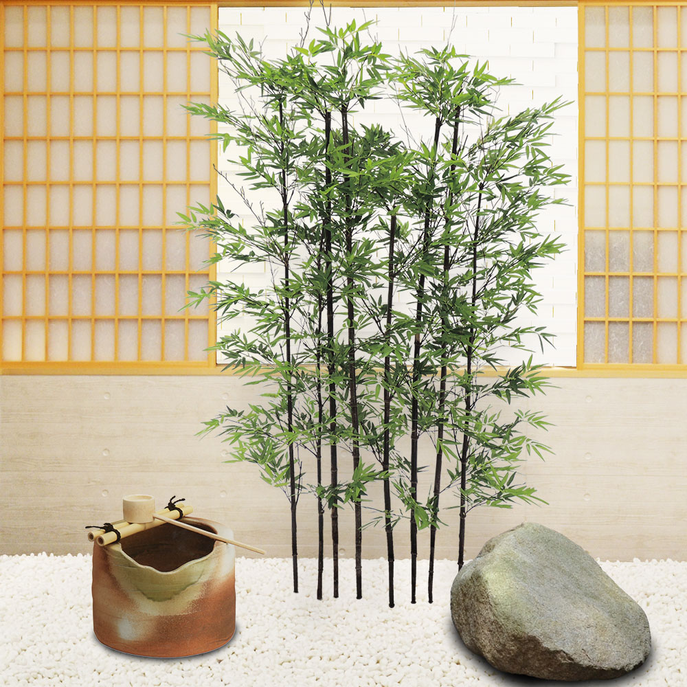 リフェイクグリーン 「黒竹(3本立)」H1800mm 品番:A70NT018 ベース:鉢orコンクリート台orコンパネ台付き 屋内用【人工樹木、黒竹、グローベン社】 | mirarack.com.br