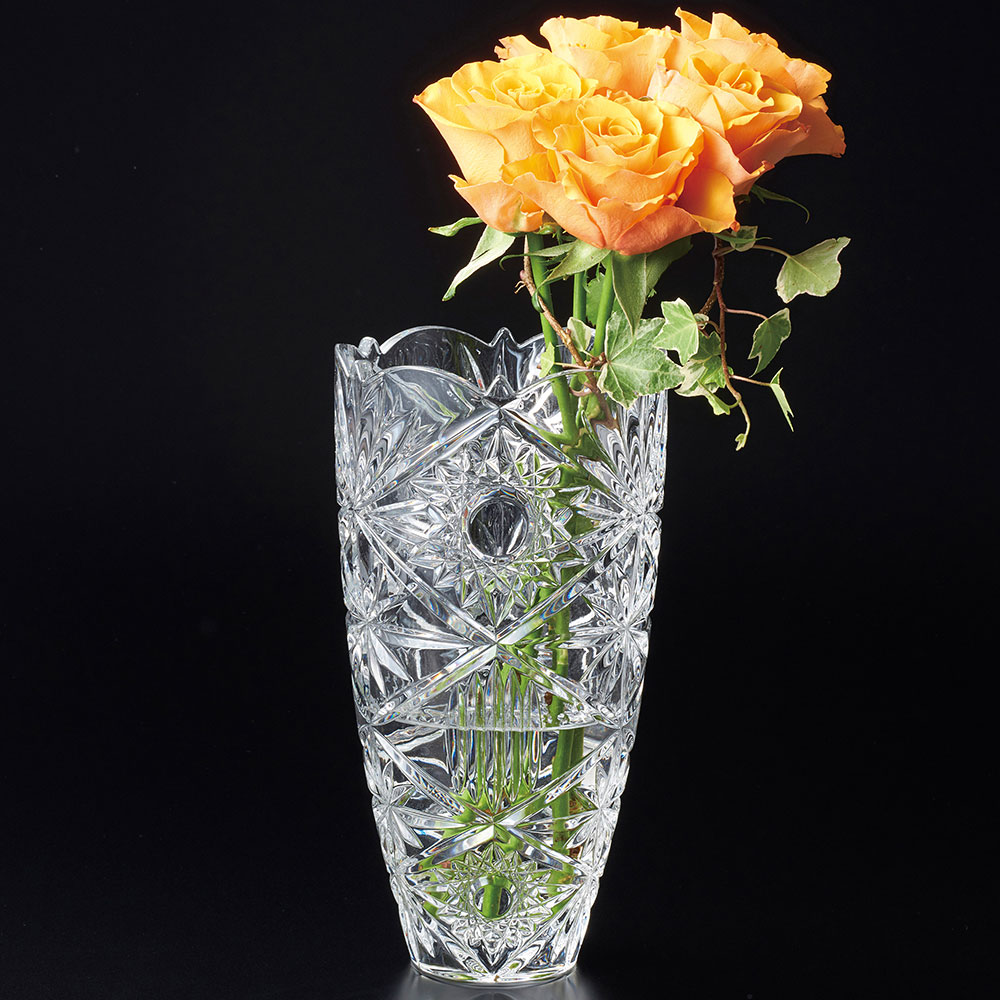 ガラス花器 全高25cm 直径13cm 硝子 フラワーベース 花瓶 花入れ フラワーアレンジメント 会場装花 インテリア 22新作