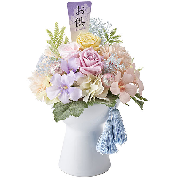 高価値特価 プリザーブドフラワーを使用したインテリアに馴染む新しい供花 造花 紅莉栖 2個セット 全高25cm 幅17cm くりす 仏花 供花 法事 仏事 お彼岸 お盆 供養 アーティフィシャルフラワー 花材 プリザーブドフラワー フラワーアレンジメント ディスプレイ 装飾
