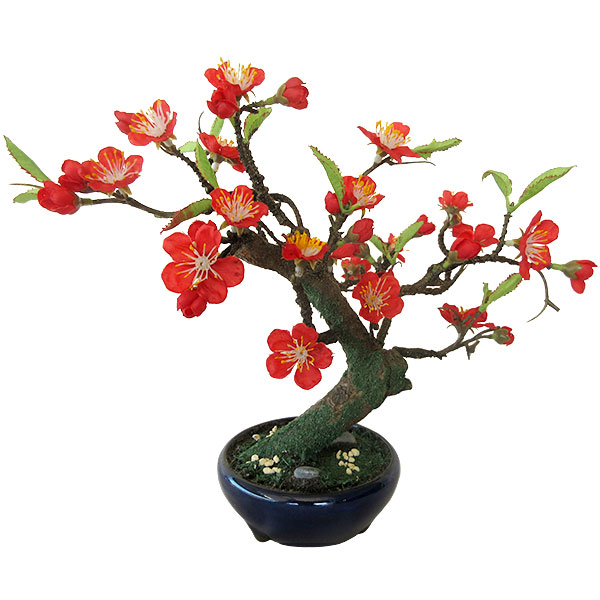 盆栽 幹は国産の自然木を使用 職人技が活かされた盆栽の人工観葉植物 花 観葉植物 全高26cm Bonsai 造花 松 人工観葉植物 松 フェイクグリーン 装飾 梅ミニ ディスプレイ 梅の盆栽 和風演出 卓上用 式典 祭典 イベント 商品番号 Nb Mini Um グリーンランド