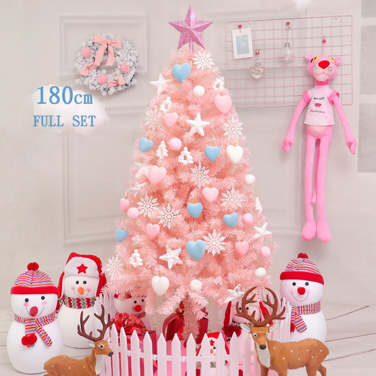クリスマスツリー非常識180cmLEDピンククリスマスツリーオーナメントセット付クリスマスツリーセット飾り付セットツリー北欧おしゃれセットツリー家庭用イベント用パーティー用ピンクオーナメントクリスマスツリーセット電飾｜GreenLightmarket店