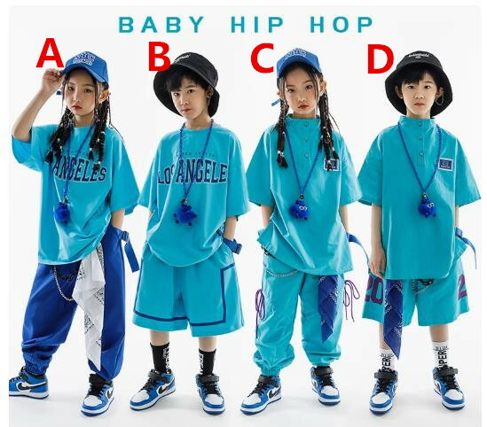 キッズダンス衣装かっこいいジャズヒップホップ女の子男の子演出服ダンス衣装hiphopjazz個性ダンスステージ衣装ズボンＴシャツ2点ヒップホップストリートダンスチアダンス子供ティーンズキッズジャズダンスDS舞台衣装JAZZブレイクダンスHIPHOPブルー