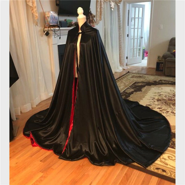 ロングマントブラックワインレッド130cm150cm200cm新劇演出高品質イベント魔法使いローブ悪魔サタンデビルホラー怖い仮装衣装コスチュームc0n1