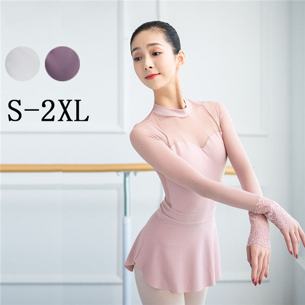 バレエレオタード大人ジュニアシンプル新体操バレエ用品練習着演出用ダンス服秋夏春長袖レオタード綺麗レッスン着ンクライトグレーダークグレーS/M/L/XL/2XLd4g4