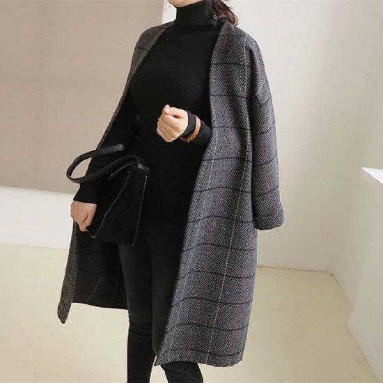 冬服 大きいサイズ ロングチェ マキシ丈 冬 レディース アウター グレンチェックコート 超ロングコート チェック柄 ロングコート｜GreenLightmarket店