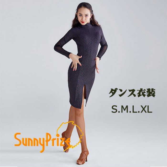 お召しもの 社交ダンスお召しもの 黒 衣装 標準尺度 アルゼンチンタンゴ服 今めかしいお召しもの フラメンコ 長袖 ワルツ S M L LL高座お召しもの 社交ダンスお召しもの でき事 c0lc