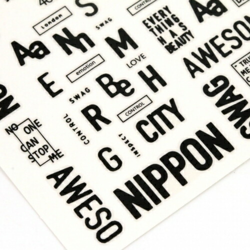 ネイルシール 英字ゴシック体 ロゴ ブラック レジンシール 英語 筆記体 レジン封入 レジン デコ アルファベット 受注生産品 ネイルアート 手芸