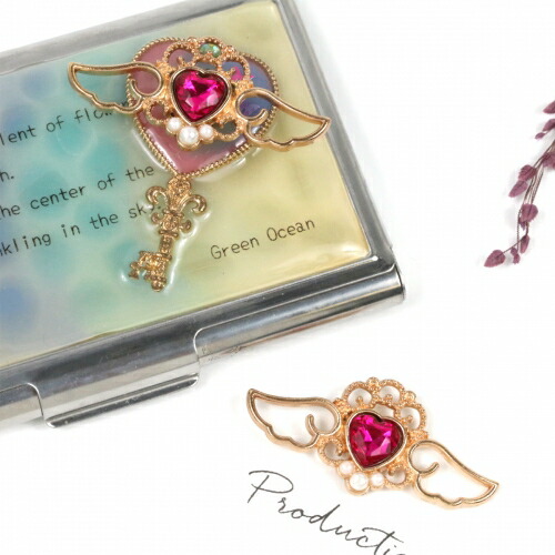 楽天市場 チャーム エンジェル ハートビジュー付 きれいめゴールド ルビー 真珠 宝石 王冠 レジン枠 天使 羽 翼 つばさ パーツ 羽根 ゆめかわいい 隠れ工房greenocean