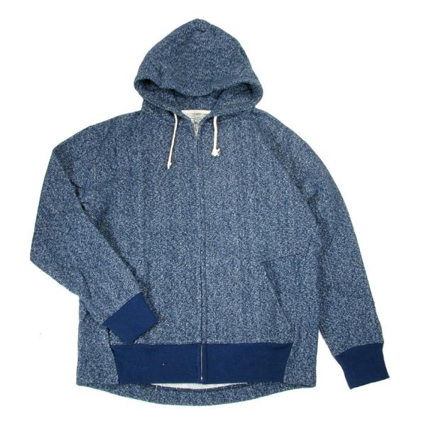 A HOPE HEMP アホープヘンプ H/OC COLOR MOKU FULL ZIP PK / FEATHER INDIGO ヘンプ オーガニック コットン 杢 スウェット ジップ フーディー パーカー  無地