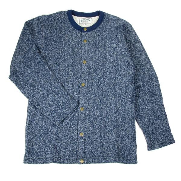 A HOPE HEMP アホープヘンプ H/OC COLOR MOKU BUTTON UP CARDIGAN / FEATHER INDIGO ヘンプ オーガニック 綿織物 杢 汗水 ジレー 無地