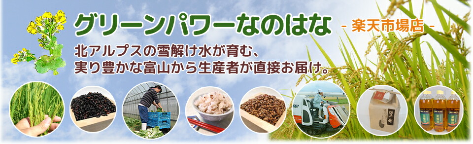 グリーンパワーなのはな楽天市場店:生産者直販のおいしい健康食!富山産の古代米(黒米・赤米)と農産物をお届け
