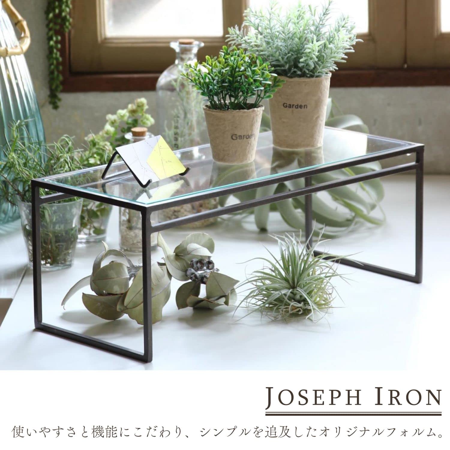 SPICE OF LIFE(スパイス) 展示台 ガラス ディスプレイ台 ワイド Lサイズ ジョセフアイアン ダークブラウン 48×20×18cm DTFF2663SW