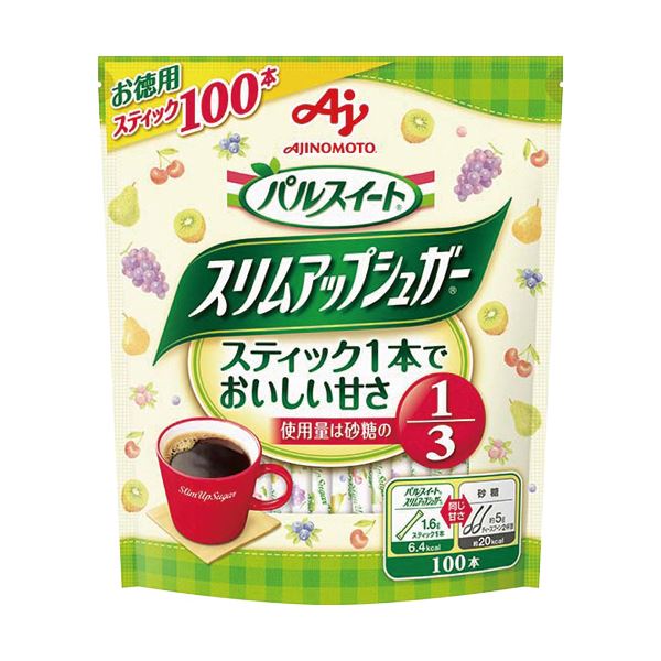 （まとめ）味の素 パルスイートスリムアップシュガー スティック 1.6g 1パック（100本）【×10セット】【代引不可】