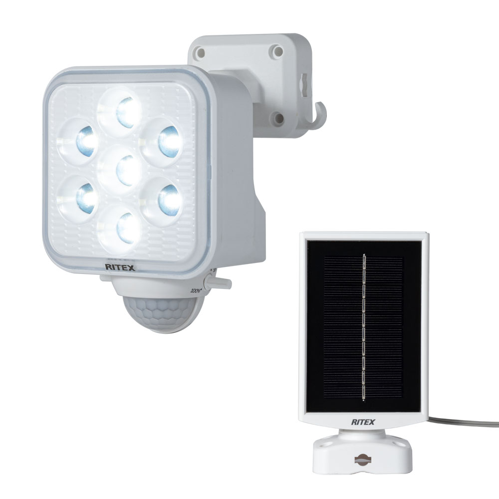 ムサシ RITEX ソーラー式 5W×1灯 フリーアーム式 LED センサーライト S-110L 【 人感センサーライト 屋外 防犯ライト 防犯グッズ セキュリティ 照明 玄関 車庫 エクステリア ライテックス MUSASHI 】