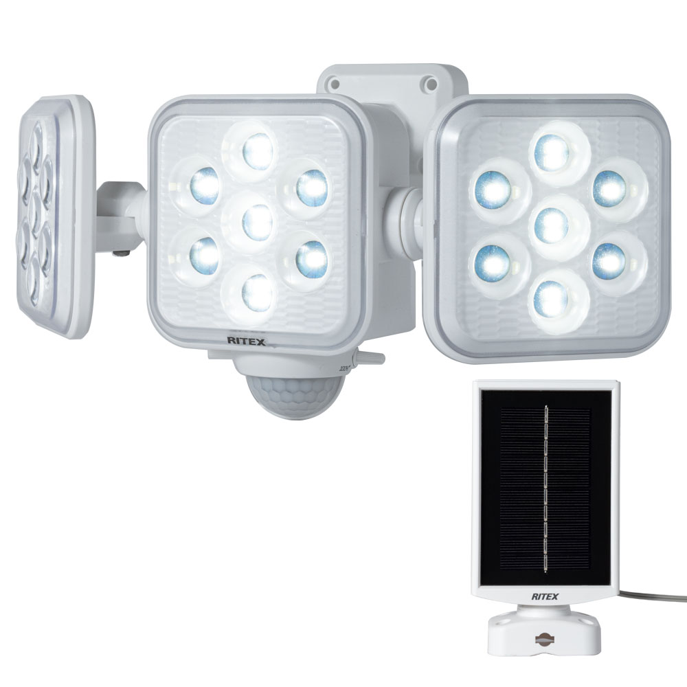 ムサシ RITEX ソーラー式 5W×3灯 無償性手式 LED 感知器ともし火 S-330L 【 人感感知器ともし火 戸外 防犯ともし火 防犯グッズ 心丈夫さ 照明装置 入り口・入口 車宿り エクステリア ライテックス MUSASHI 】 防犯関連グッズ-日用品雑貨・文房具・手芸