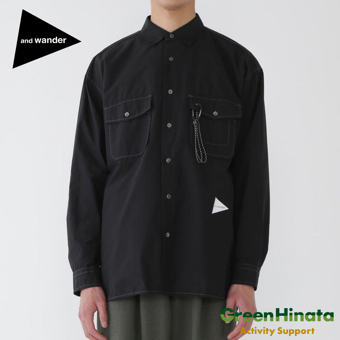 楽天市場】and wander アンドワンダーtech long sleeve band collar