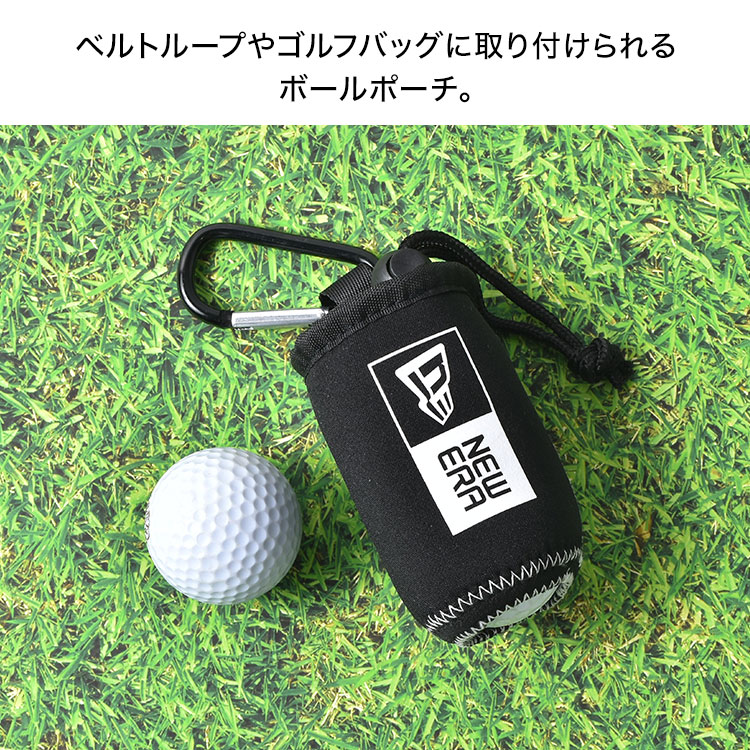 ゴルフボールケース 2個用 Newera おしゃれ かっこいい カラビナ ギフト ゴルフバッグ取り付けok ゴルフボール スポーツ ドローコード式 ニューエラ フック ブランド プレゼント ベルトループ ボールポーチ ポーチ 便利 可能 専用ケース 巾着 父の日 片手で取り出し