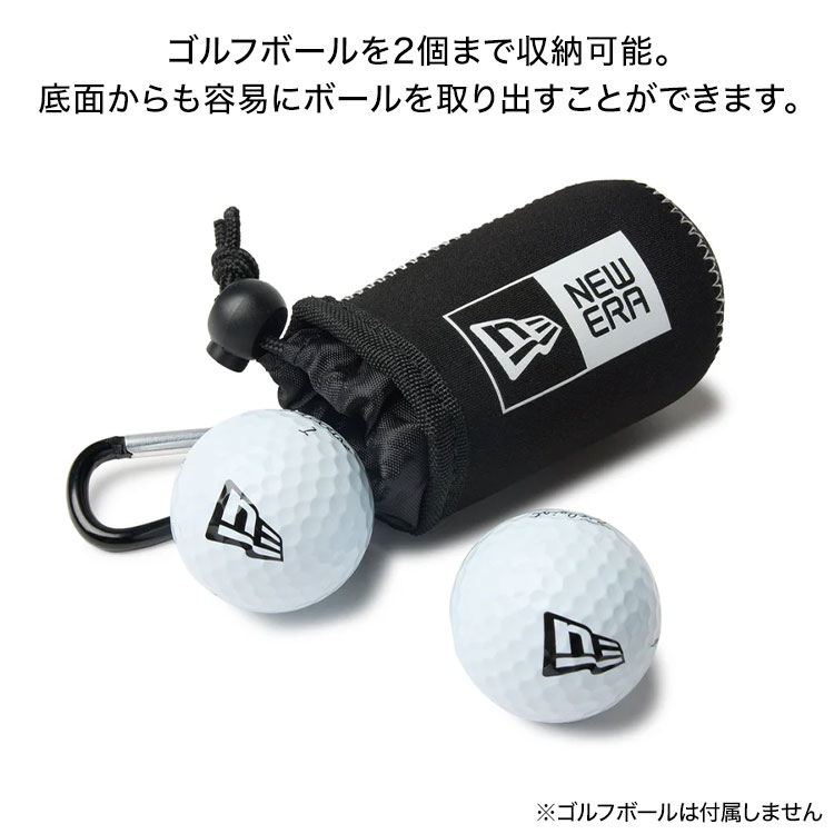 ゴルフボールケース 2個用 Newera おしゃれ かっこいい カラビナ ギフト ゴルフバッグ取り付けok ゴルフボール スポーツ ドローコード式 ニューエラ フック ブランド プレゼント ベルトループ ボールポーチ ポーチ 便利 可能 専用ケース 巾着 父の日 片手で取り出し