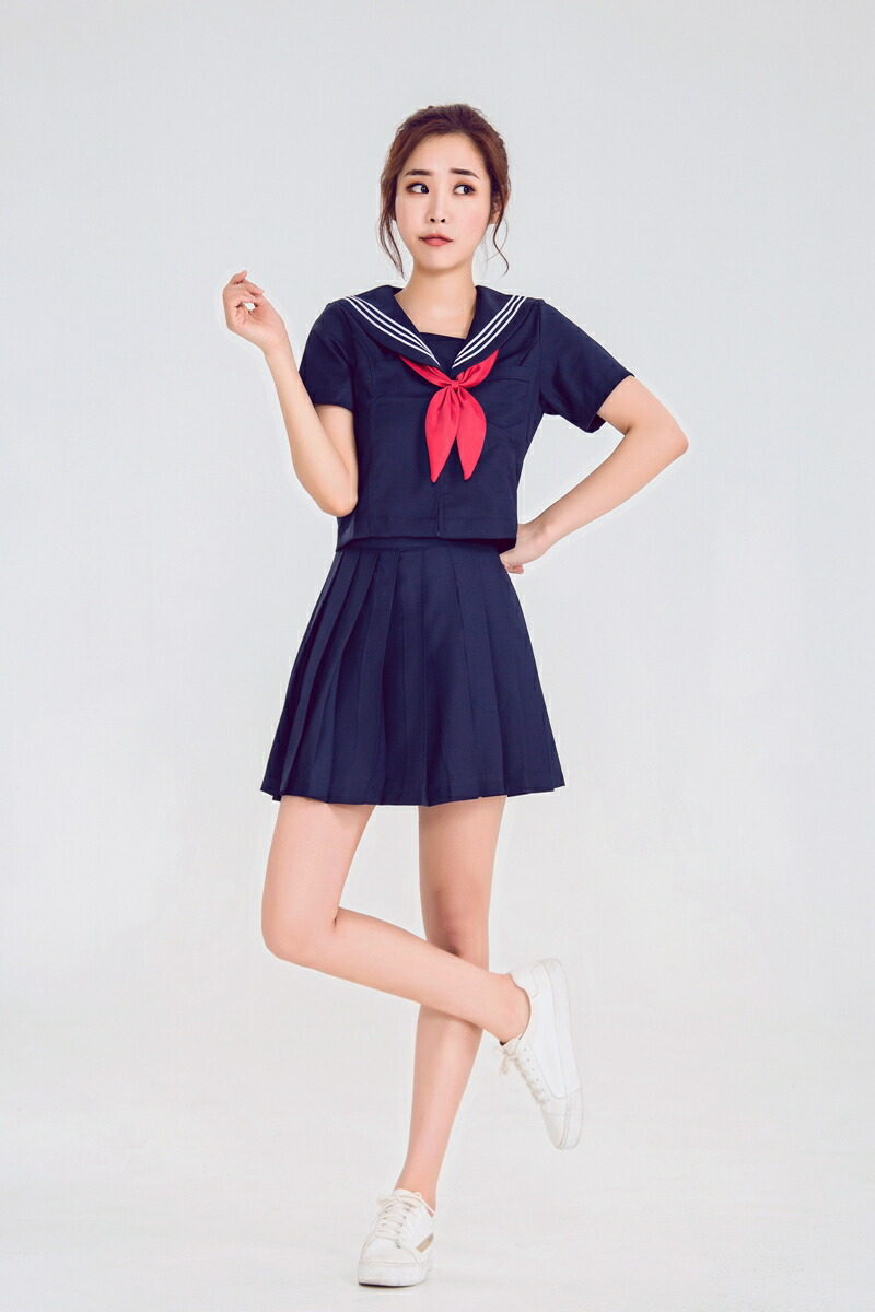 セーラー服 コスプレ 制服 女子高生 学生服 かわいい 可愛い かわいいコスプレ 衣装 仮装 コスチューム ハロウィン ミニスカート 服 セーラ服 リボン スカーフ 半袖 夏服 Jk セクシーコスプレ ギャル 学校 ダンス衣装 爽やか 本格的 大人用 紺 白 清純 即納 あす楽対応