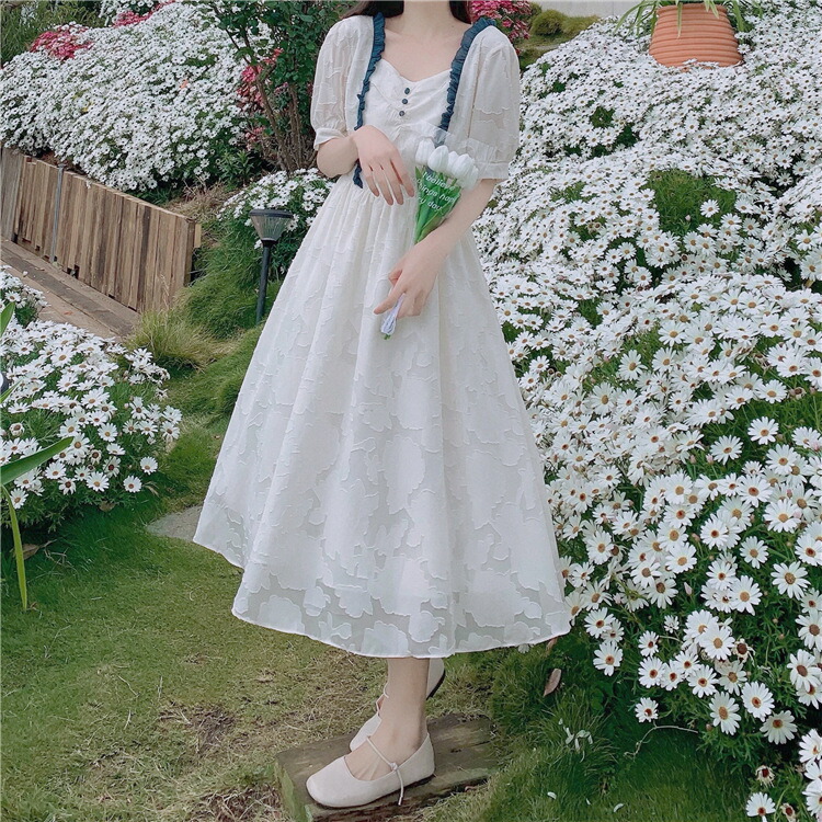 2色 S 5l 大きいサイズ 背中編み上げリボン 可愛いフリル 立体感ジャガード織ドレスワンピース T Cooltonindia Com