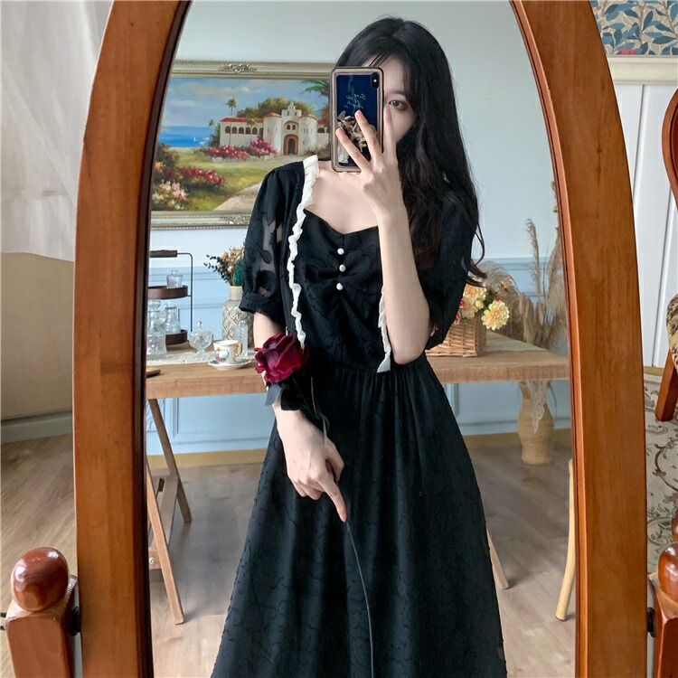 2色 S 5l 大きいサイズ 背中編み上げリボン 可愛いフリル 立体感ジャガード織ドレスワンピース T Napierprison Com