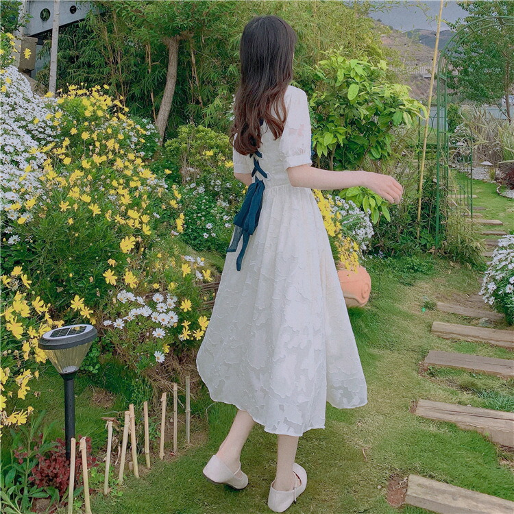 2色 S 5l 大きいサイズ 背中編み上げリボン 可愛いフリル 立体感ジャガード織ドレスワンピース T Napierprison Com