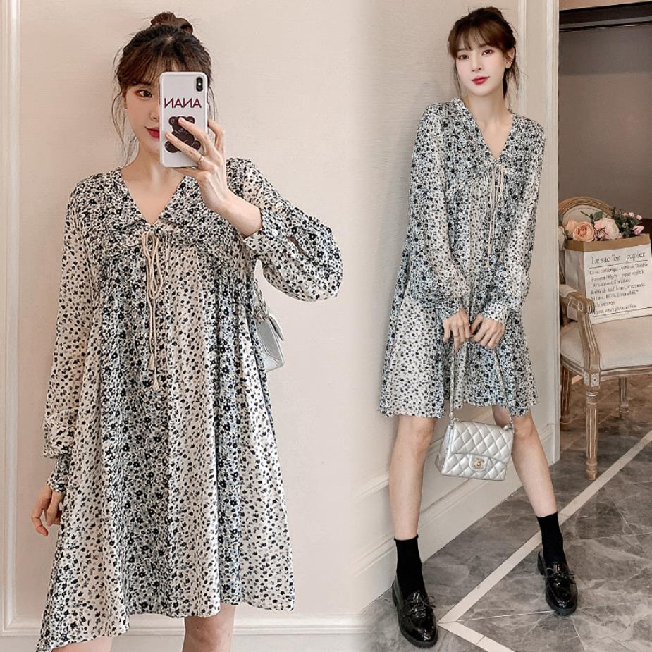 M 5l ゆったり 大きいサイズ 可愛いピーターパン襟 小花柄プリントシフォンワンピース T Zets Co Il