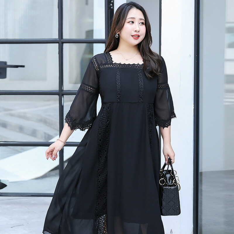 5l9l 大きいサイズ 通勤 お出かけ 上品感 レース切替シフォンワンピース T Simplylettering Co Uk