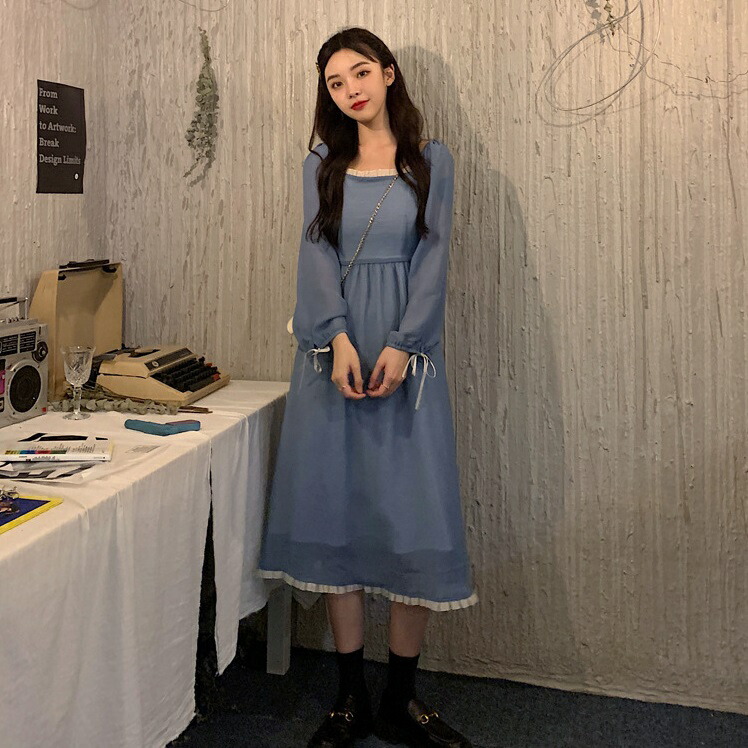 L 5l 大きいサイズ 胸元裾フリル 袖リボン スクエアネック ワンピース T Ice Org Br