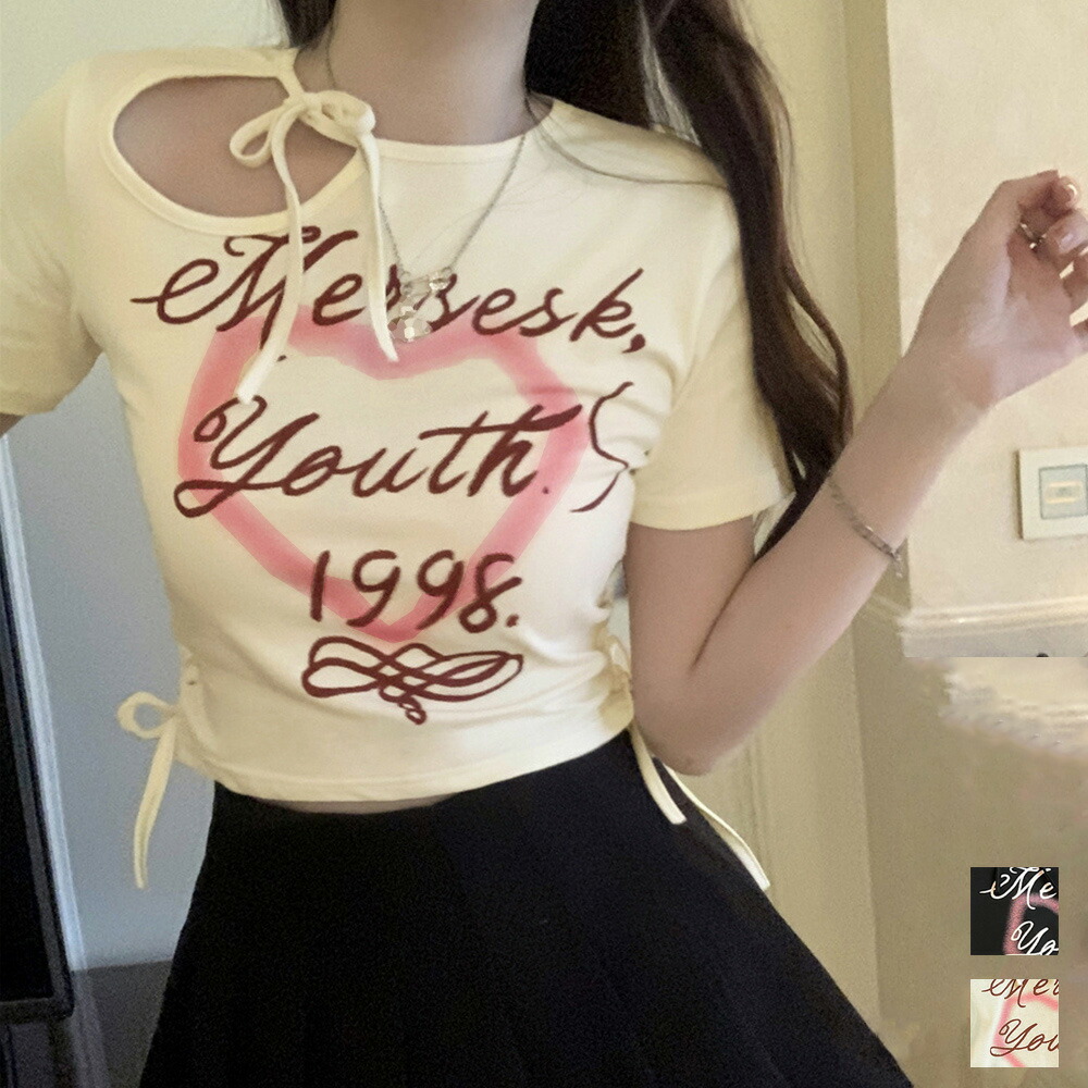 韓国人気【Rest & Recreation】 LOGO LIP NECK T-SHIRT 全２色 hommage_ko-rest-t0002-m