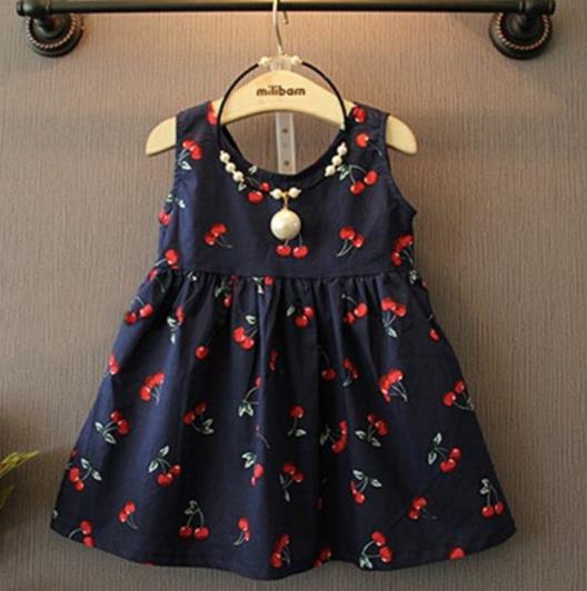 キッズワンピース ファッション 女の子 カジュアル 袖なし さくらんぼ チェリー ワンピース T Educaps Com Br