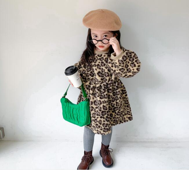 子供服 女の子 厚手 フワフワ キッズ服 豹柄 ワンピース 長袖 カジュアル T Jurisaxis Com