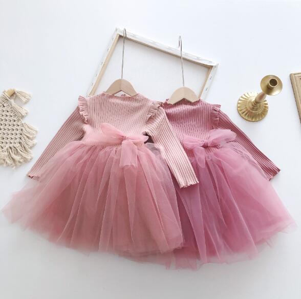 ワンピース 子供服 女の子 キッズ服 ニット チュール 長袖 カジュアル系 T Letempslev K7a Com