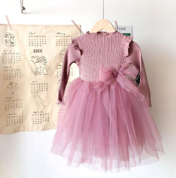 ワンピース 子供服 女の子 キッズ服 ニット チュール 長袖 カジュアル系 T Letempslev K7a Com