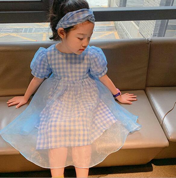 半袖 チェックワンピースベアバンド キッズ 可愛い 女の子 子供服 ファッション T Educaps Com Br