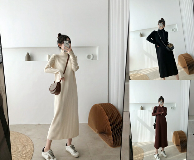 セーター スカート 長袖 ジャージワンピース ワンピース マキシ レディース 韓国ファッション T Educaps Com Br