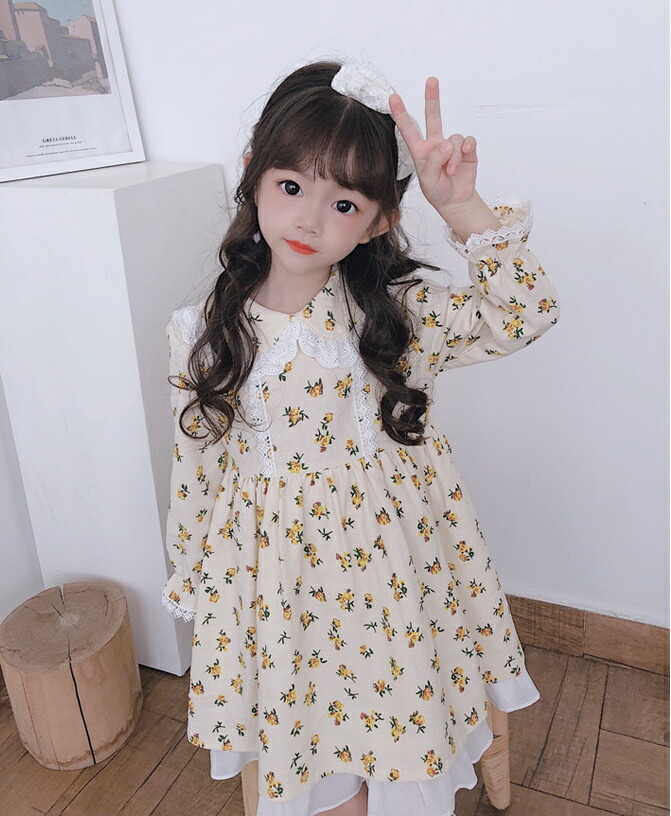 ガールズ 女の子 花柄 ワンピース 服 子供服 長袖 スカート 韓国子供服 韓国ファッション T Educaps Com Br