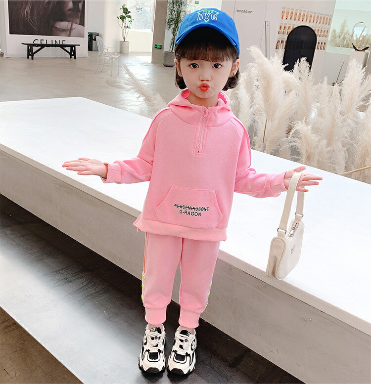 赤ちゃん 韓国ファッション 子供服 フード付き レジャー 長袖 パーカー ズボン 2点セット キッズ T Marcsdesign Com