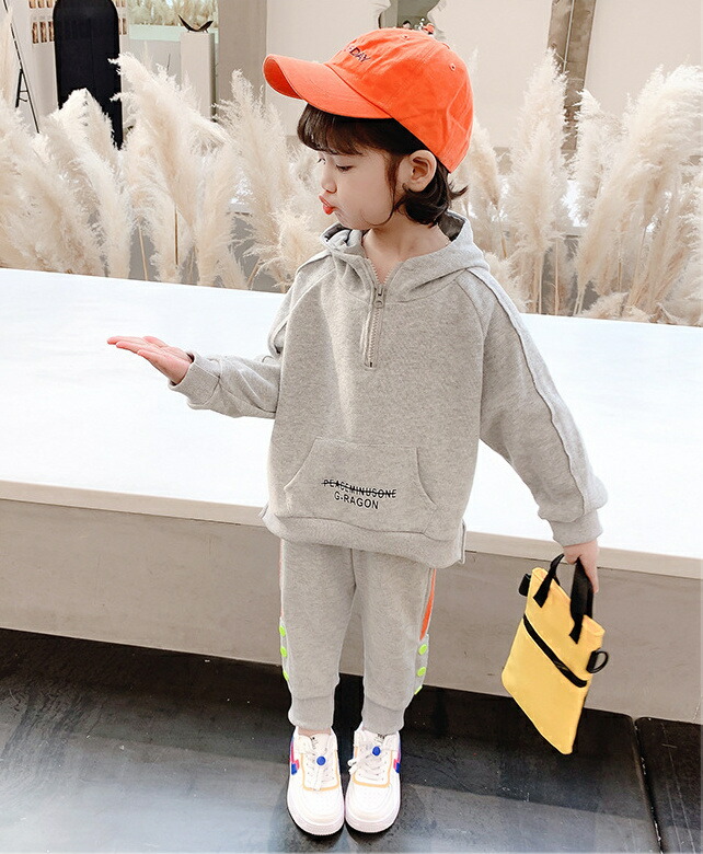 赤ちゃん 韓国ファッション 子供服 フード付き レジャー 長袖 パーカー ズボン 2点セット キッズ T Marcsdesign Com