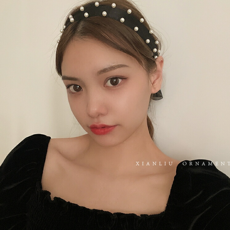 韓国ファッション 真珠 薄絹 蝶結び ヘアバンド シンプル 風 髪飾り T Korkmazmauritius Com