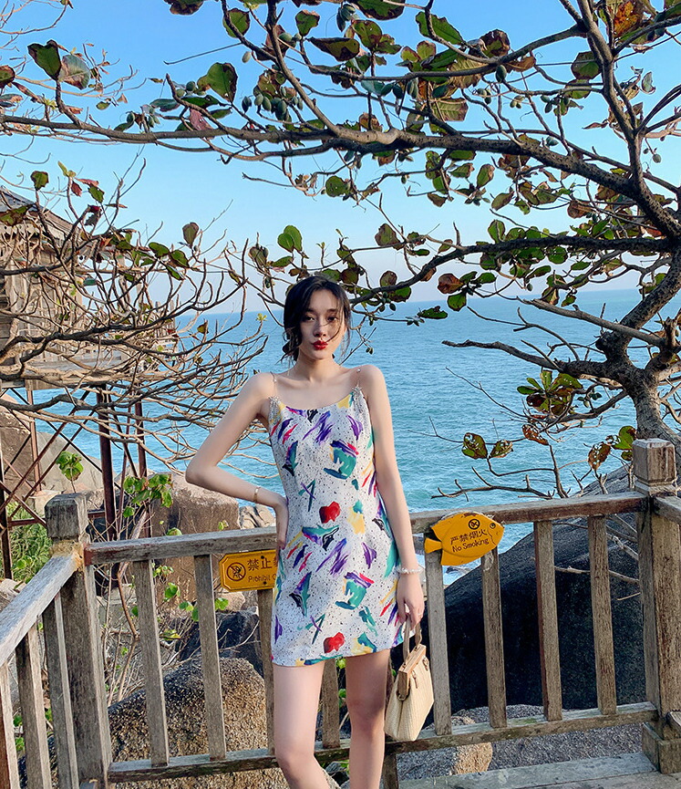 個性的 ユニーク 体型カバー 細見せ スリム効果 ミニスカート 韓国ファッション 花柄 キャミワンピース レディース T Giosenglish Com