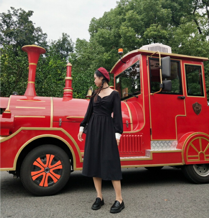 ヘップバーン風 ワンピース スッキリウェストライン スカート レディース 韓国ファッション T Giosenglish Com