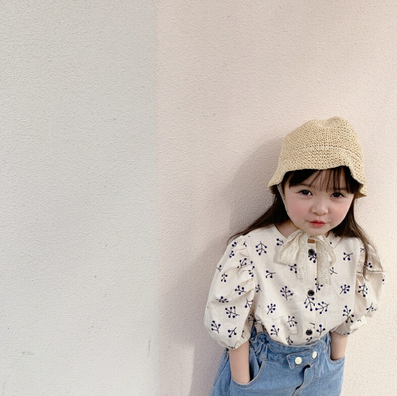 子供服 ガールズ 女の子 韓国ファッション 服 パフスリーブ 半袖 シャツ 上着 韓国子供服 キッズ T Educaps Com Br